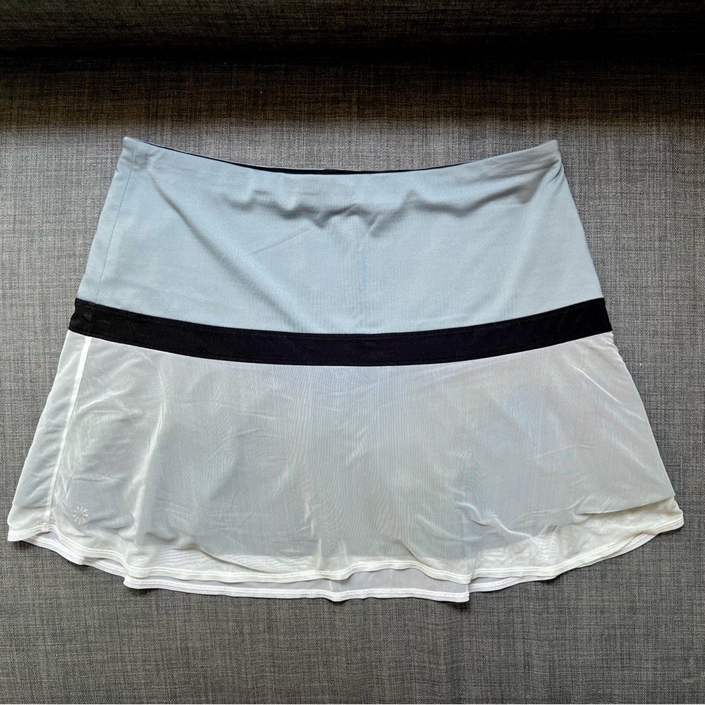 Athleta White and Gray Mini Skort with Built-in Shorts